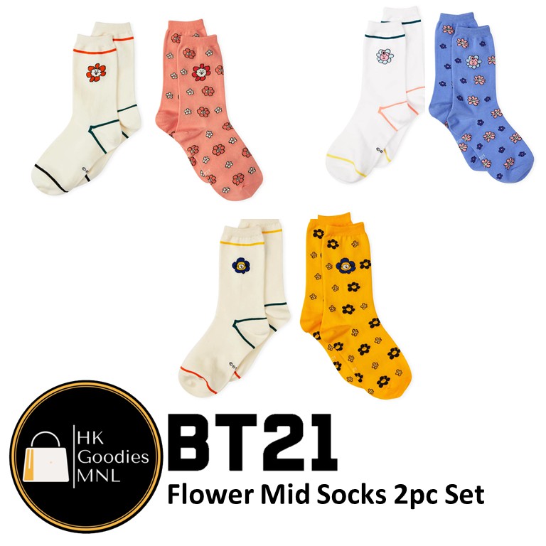 BT21 Flower Mid Socks 2 piece Set RJ Chimmy Cooky | Shopee Philippines