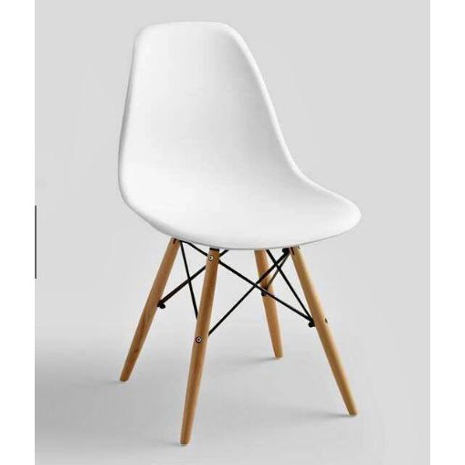 Nordic Office Dining Chair (White) PP chair wooden legs ...