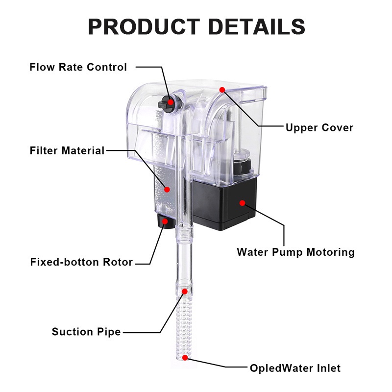 Filter for Aquarium Top Filter Hanging Filter Wall Filter Oxygen Setup Machine Waterfall Filtering #9