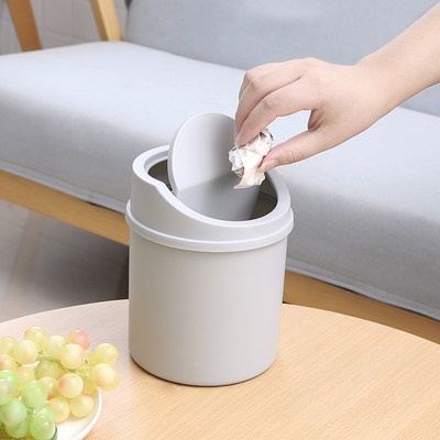 Mini flip trash can living room countertop plastic small paper basket ...