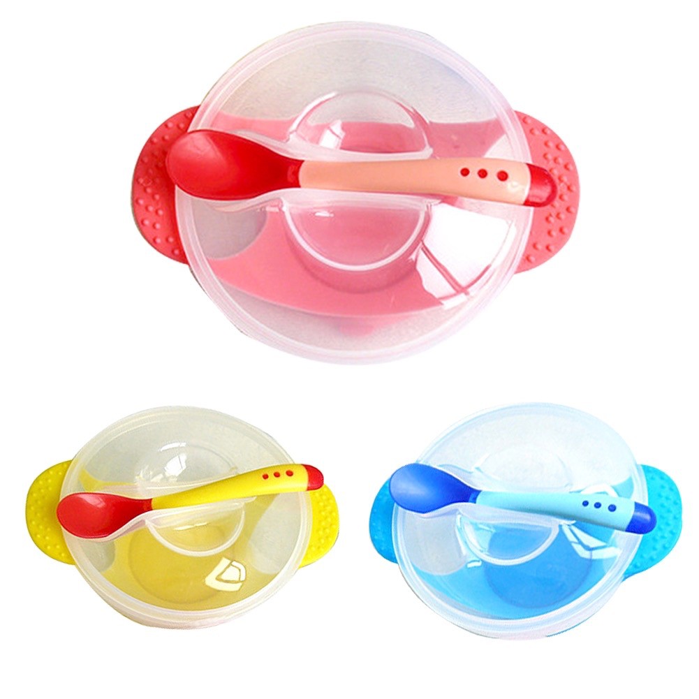BELOVE 3in1 (spoon+bowl+takip) Baby Toddler Sucker Bowl Set With Spoon