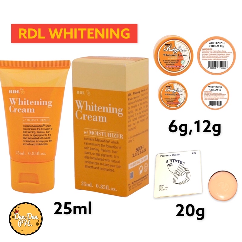 RDL Whitening Cream With Moisturizer (6g,12g & 25ml) Shopee Philippines