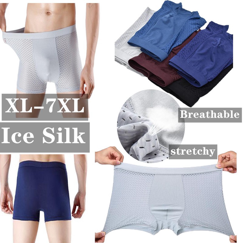 XL-7XL 40-150kg Boxer Briefs Underwear Men Ice Silk Soft Breathable ...