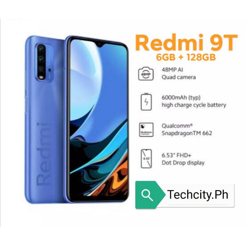 REDMI 9T 6+128 XIAOMI | 6000mAh | w/ 1 Year Philippines Service