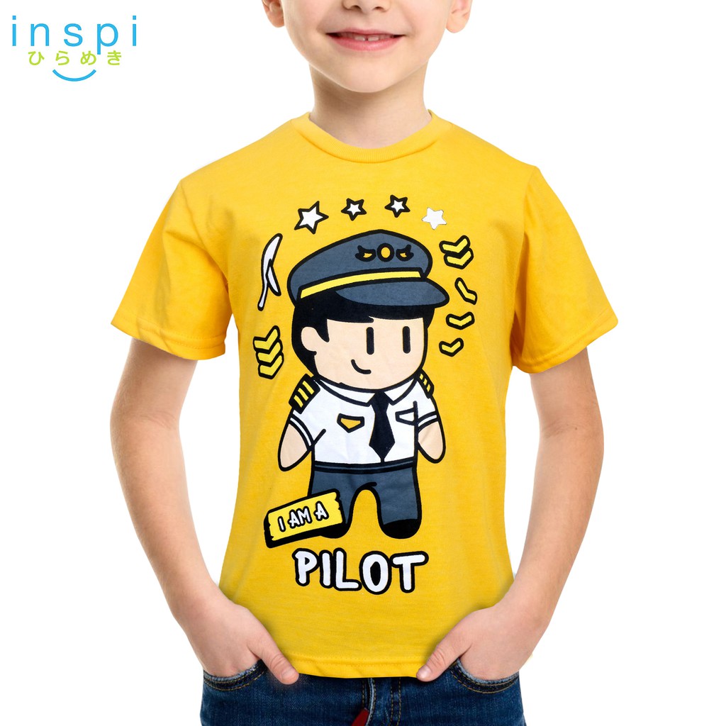 Inspi Kids Boys I Am A Pilot Gold Tshirt Top Tee T Shirt
