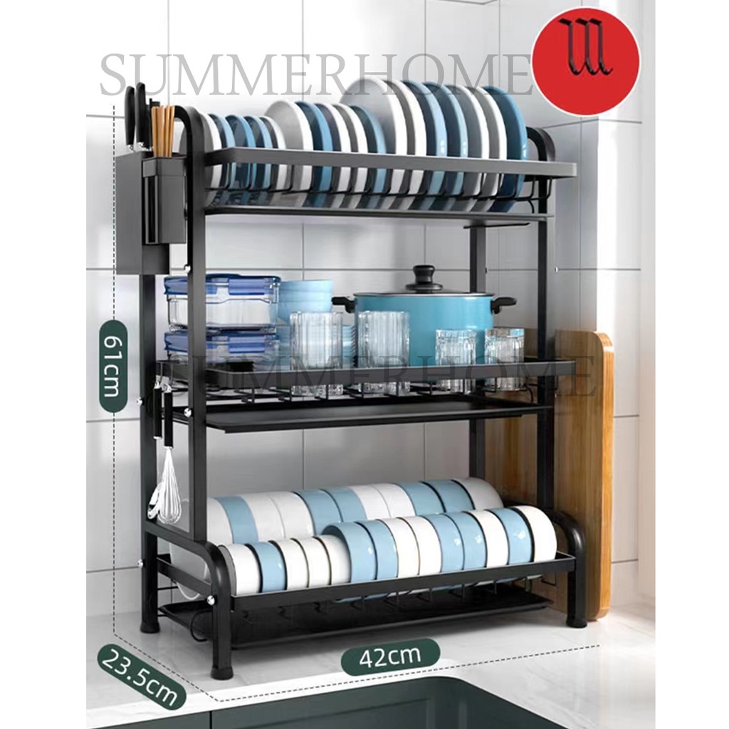 [ Available ] Nordic Style Metal Kitchen Dish Rack Stainless Steel with