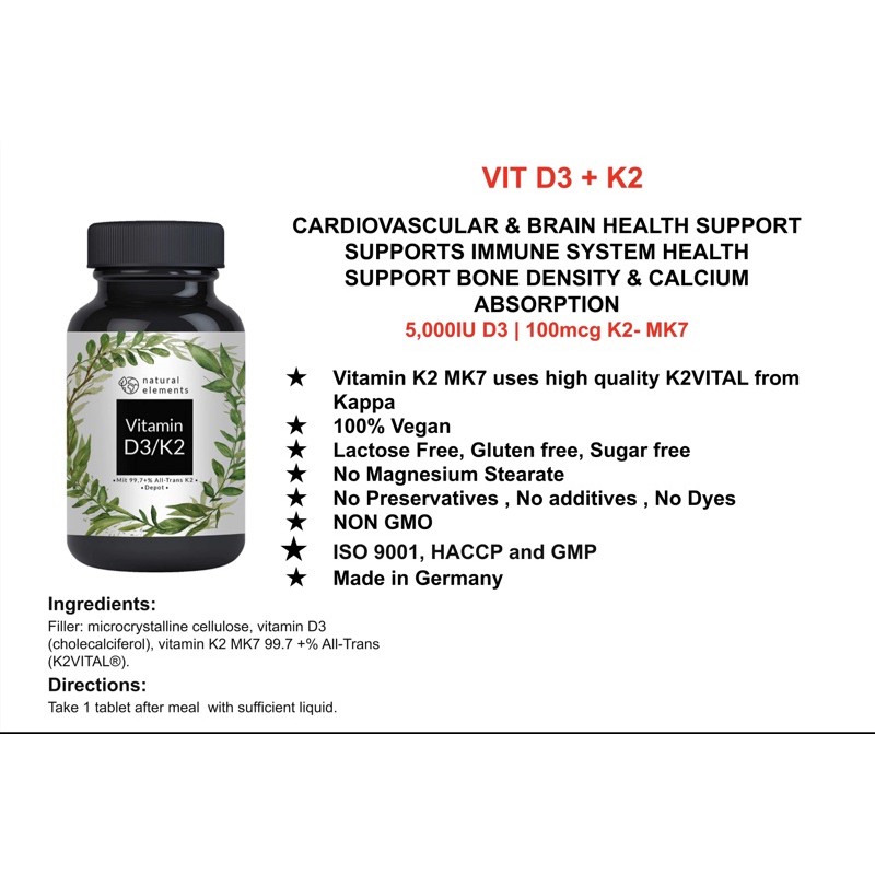Vitamin D3 K2 5000iu 100mcg Mk 7 100 Vegan Premium 99 7 All Trans Mk7 Shopee Philippines