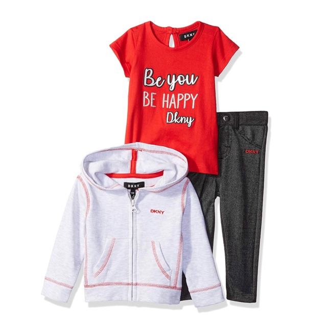 DKNY Baby Girls 3 Piece Be You Be Happy T-Shirt Set | Shopee Philippines