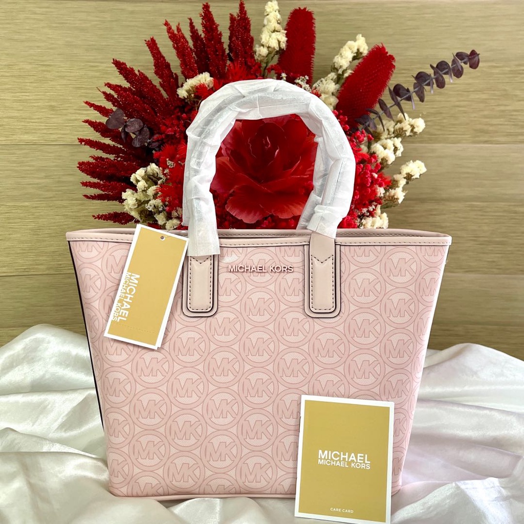 Michael Kors 35H1T2JT3C Jodie Small Logo Jacquard Tote Bag Powder Blush |  Shopee Philippines