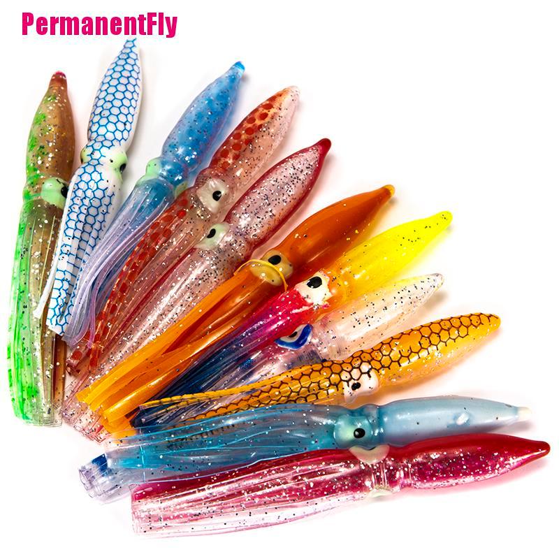 ＜PermanentFly＞10Pcs 8Cm Soft Lure Squid Artificial Bait Lures Octopus