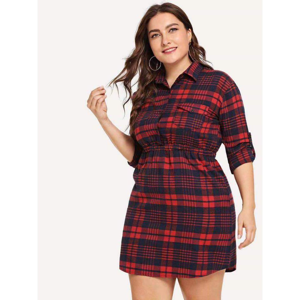 plus size plaid shirt dress