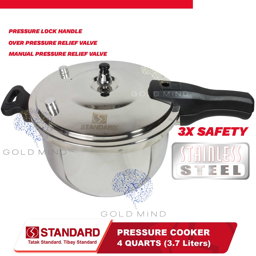 Standard Stainless Steel Pressure Cooker 4 Quarts (3.7