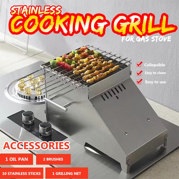 Indoor and Outdoor Collapsible BBQ Barbeque Grill for Gas Stove