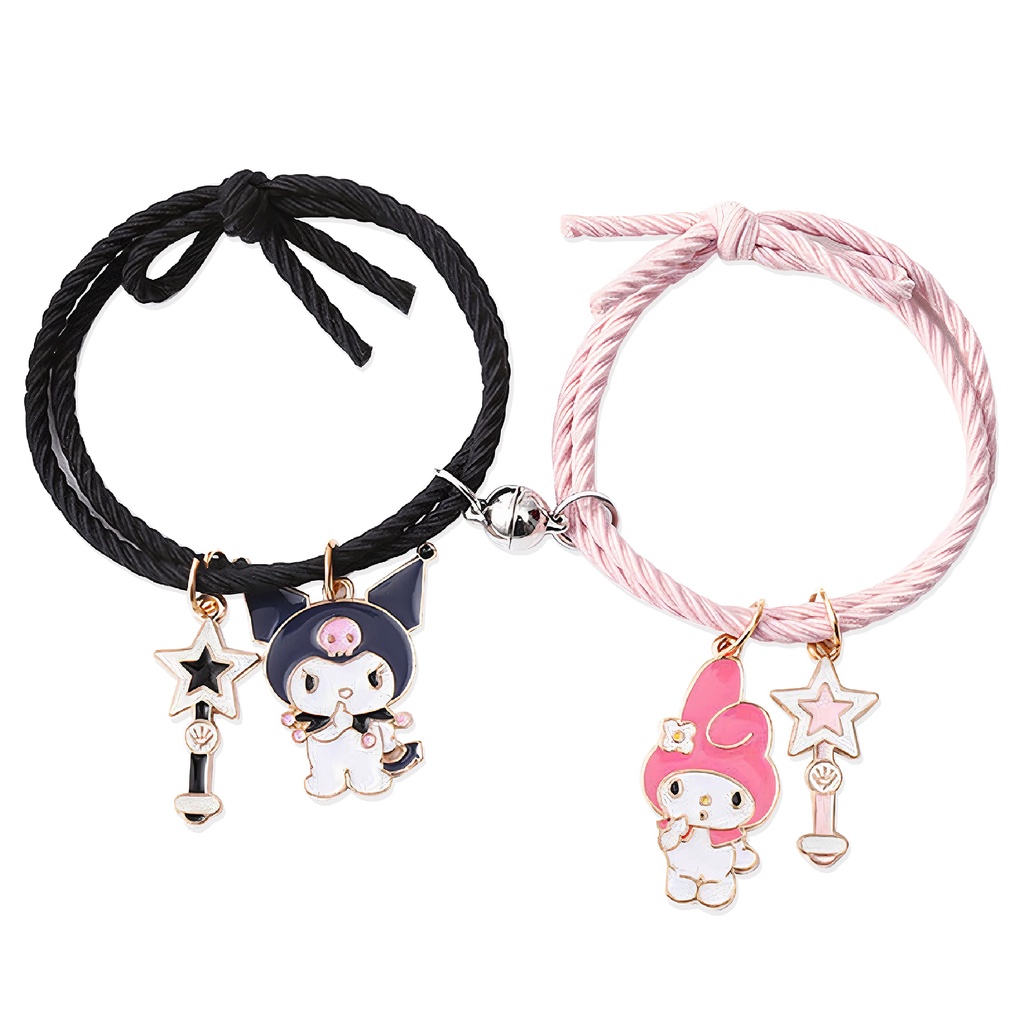 2pc My Melody Kuromi Friendship Bracelets Matching Magnetic Sanrio Cute ...