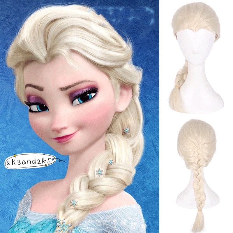 Frozen Elsa Ponytail Fake Found Goods Anime Dress Up Princess Aisha Wig 