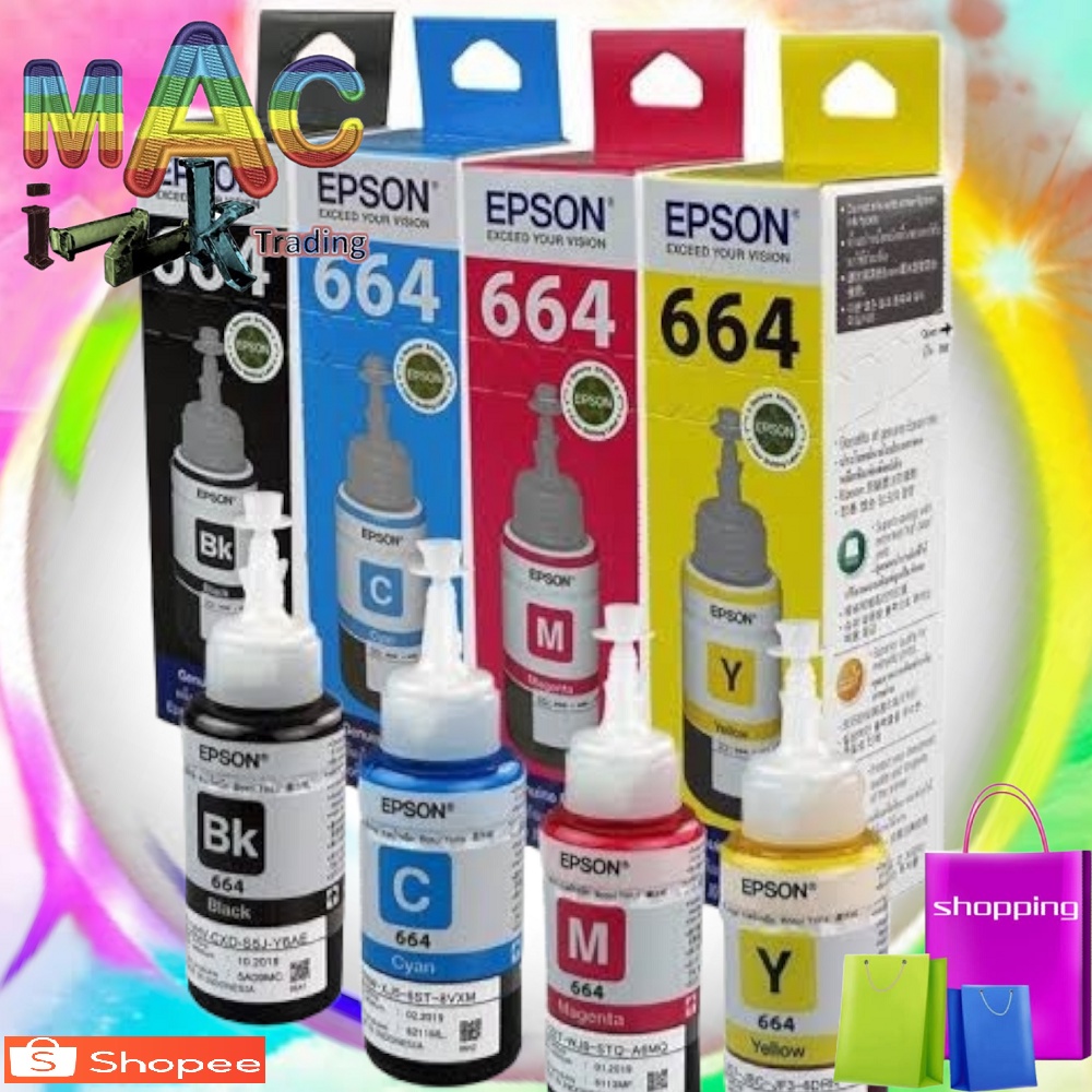 Genuineoriginal Epson T664 Set Ink Bottle 70ml Black Cyan Magenta Yellow Shopee Philippines 2770