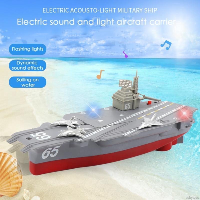 Ocamo Aircraft Carrier Toys Battery Powered with Sound and Light Floating Electric Ship Toy Gift for Kids 