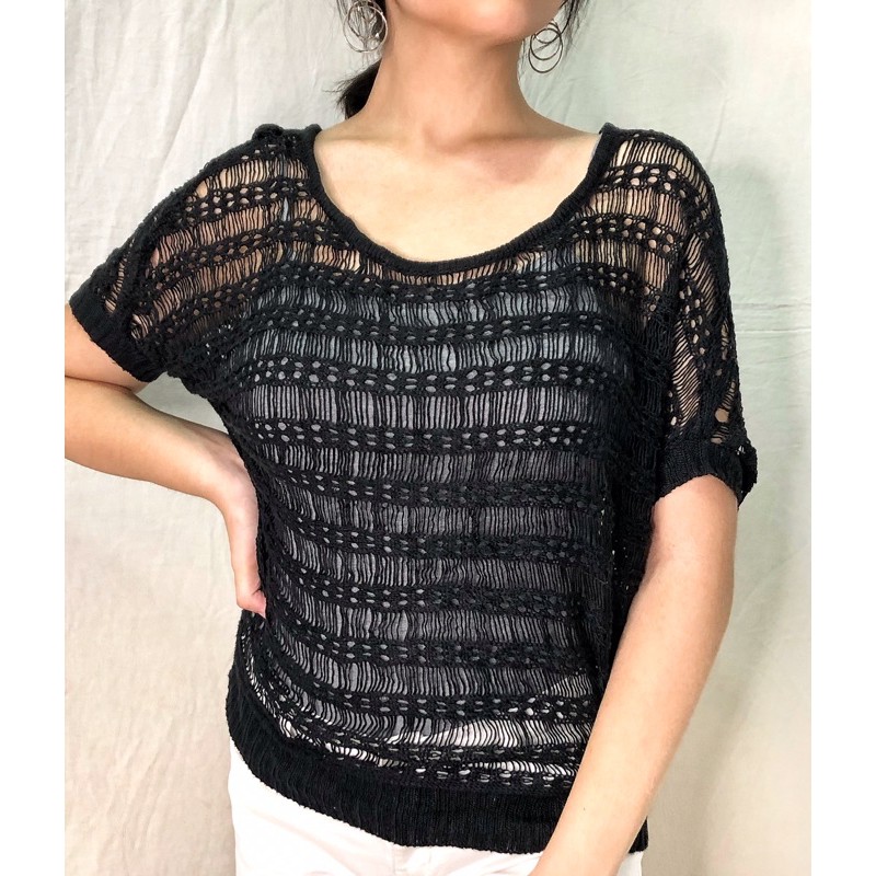 black crochet blouse
