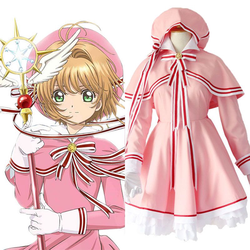 Cardcaptor Sakura Kinomoto Sakura Cosplay Costume Uniform Pink Dress