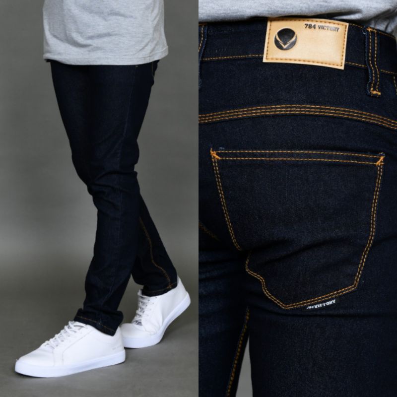 PRIA Men's Denim Long Jeans Adult Slim Fit Premium/Men's Long Jeans Street Skinny Model Original/Stretch Long Jeans Plain Denim Distro Skinny Latest