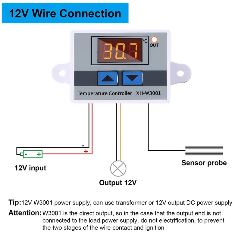 3Pcs XH-W3001 Digital LED Temperature Controller ule Digital Thermostat Switch Electronic Thermostat (12V 10A 120W)