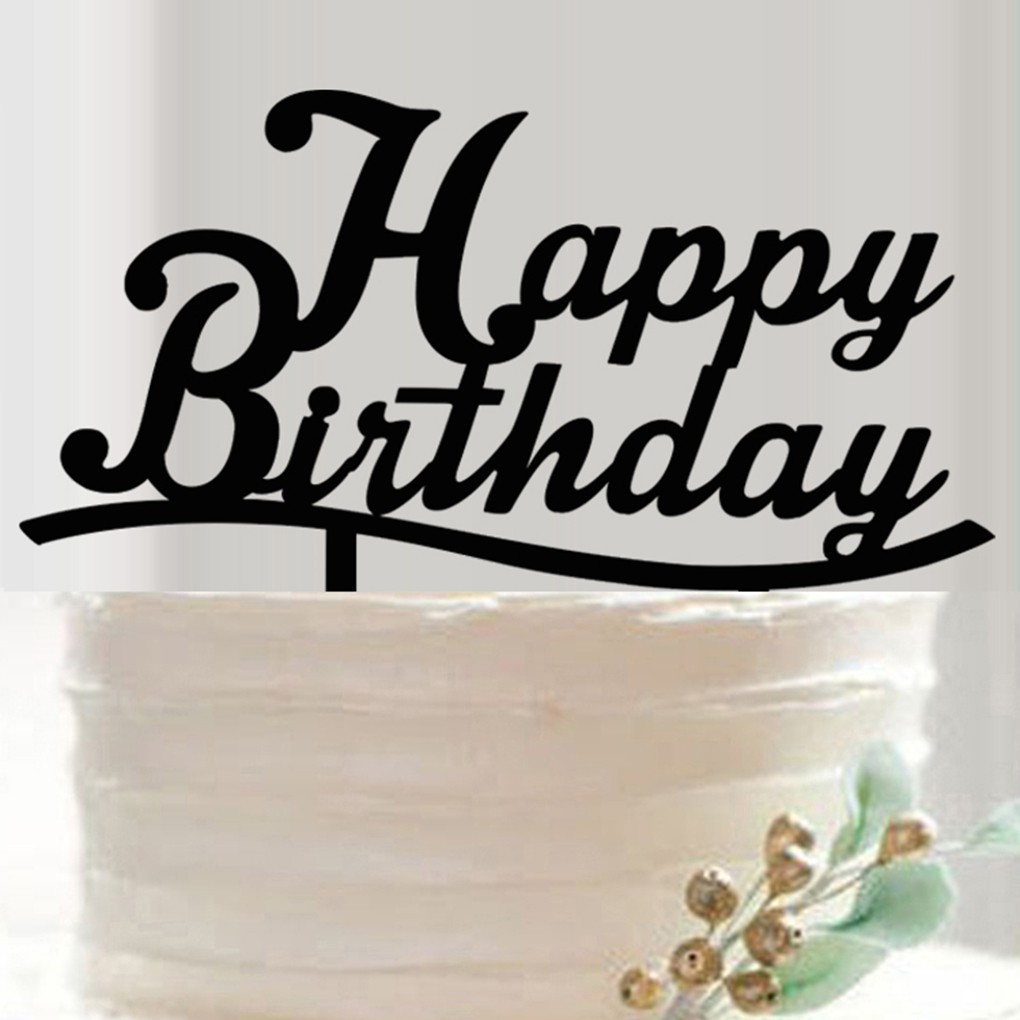 Zerama Acrylic Happy Birthday Cake Topper Cupcake Stand for Birthday Party Decoration 