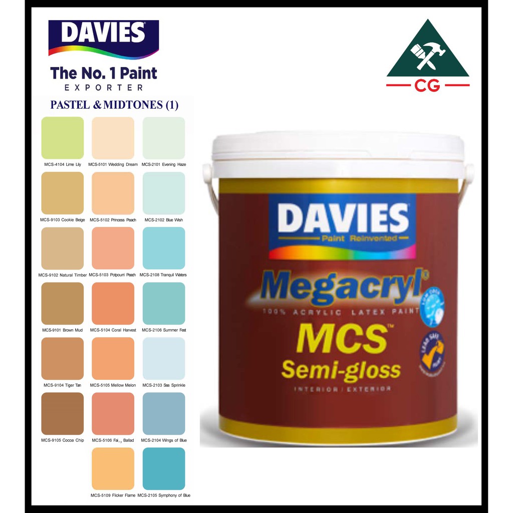 Davies 4 LITERS Megacryl Pastel and Midtones Semi-Gloss Latex Paint