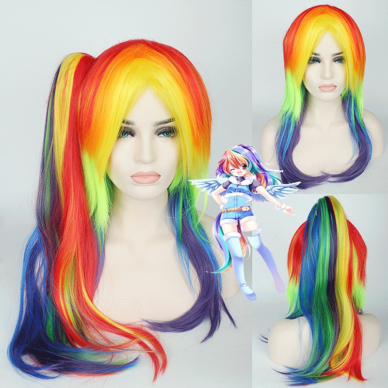 My Little Pony Rainbow Dash Cosplay Wig Ponytail Synthetic Full