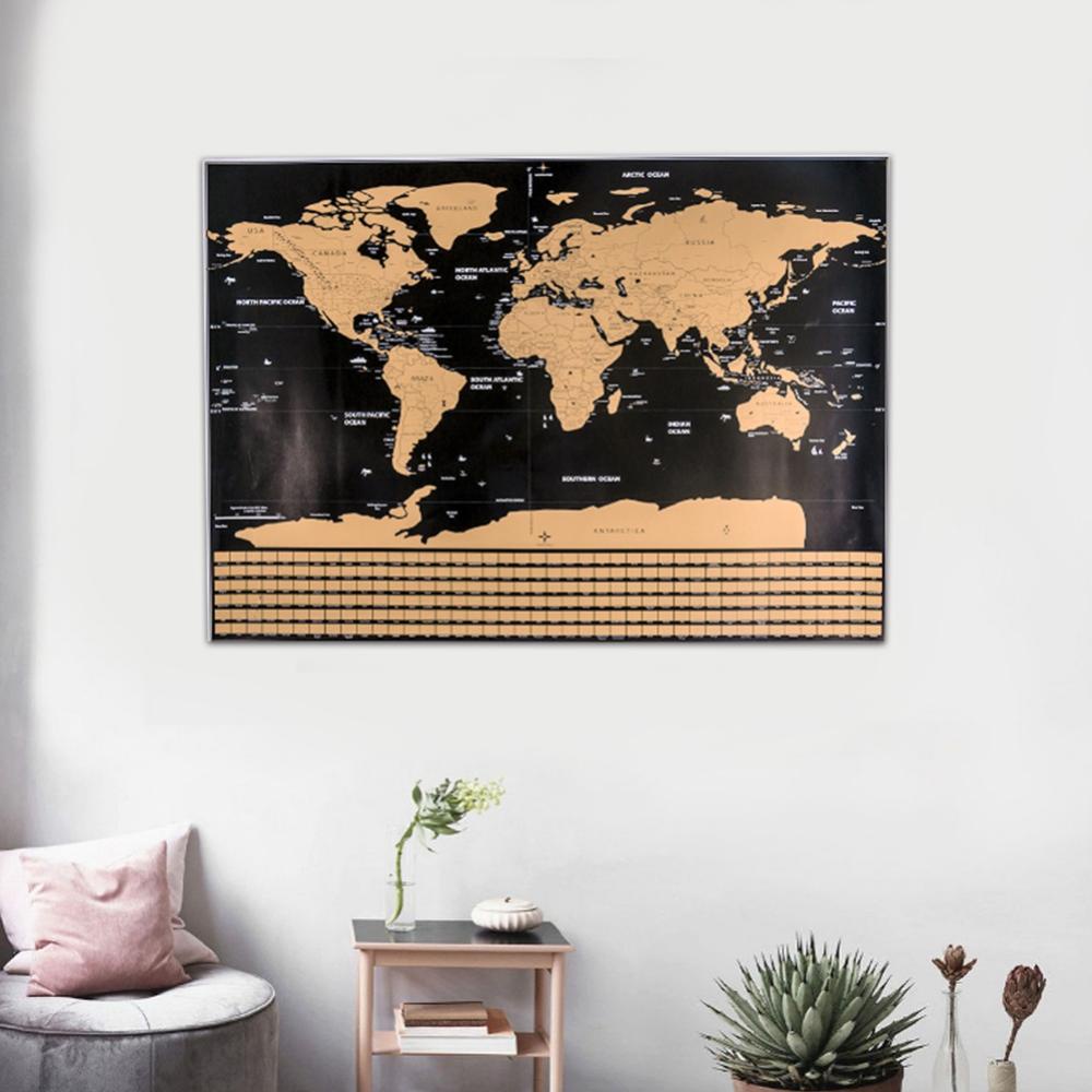 Scratch Off Map Of The World Travel Map Poster Easy Scratching Gold ...