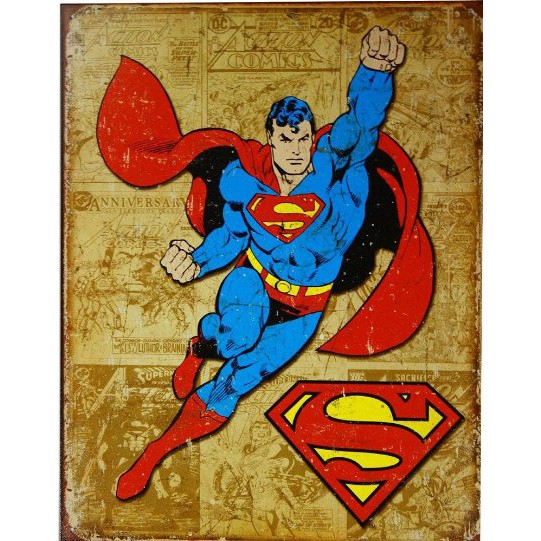 Superman Vintage Poster Tin Superhero Collectible Wall Decor