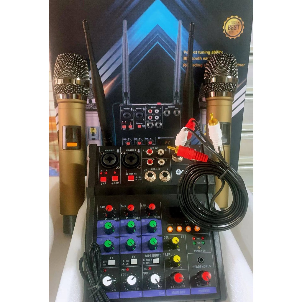 YAMAHA 4 CHANNEL POWER MIXER WITH With 2 Pcs High Quality Wireless