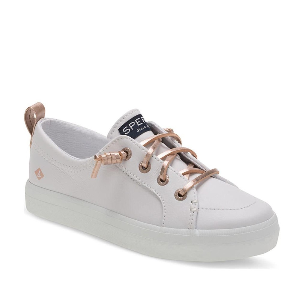 white leather sperry shoes