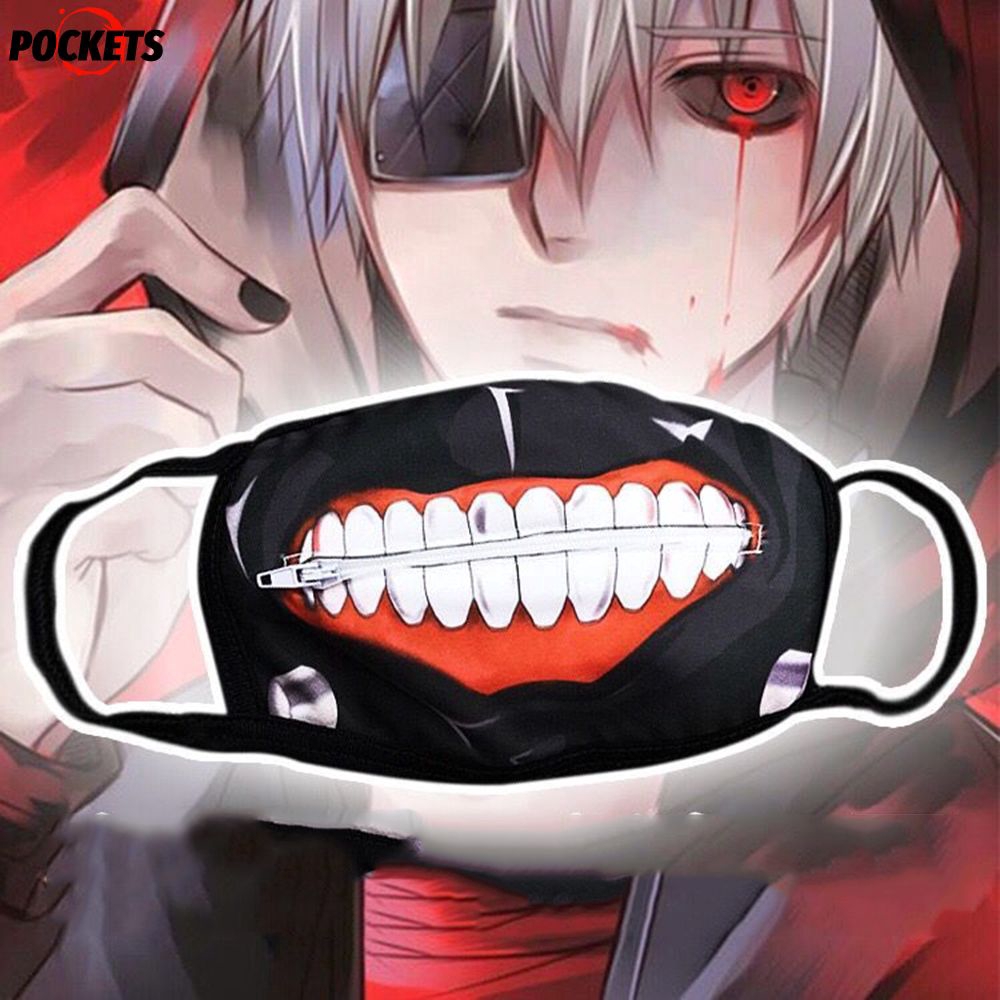 Japanese Anime Tokyo Ghoul Kaneki Ken Cosplay Full Face Head Mask Novelty Costume Party Pu Leather Black Festival Mask Toys Games Masks