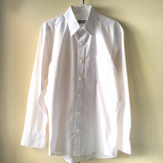 white long sleeve polo dress shirt