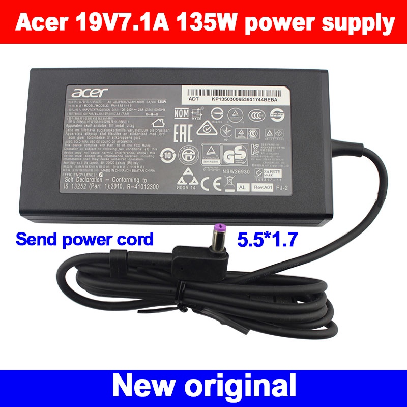 19V 7.1A 135W Acer Nitro 5 Original Charger Adapter For AN51543 AN515