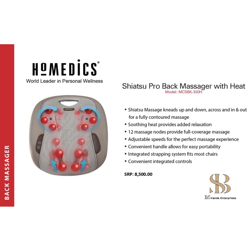 Homedics Shiatsu Pro Back Massager With Heat Shopee Philippines 3121