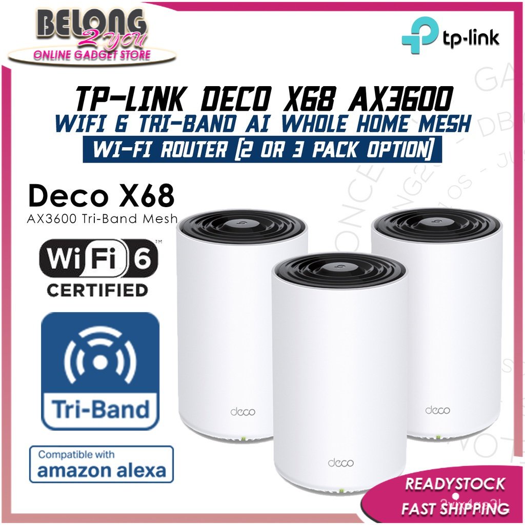 TPLINK DECO X68 (2 PACK) / (3 PACK) AX3600 TRIBAND WHOLE HOME MESH WI