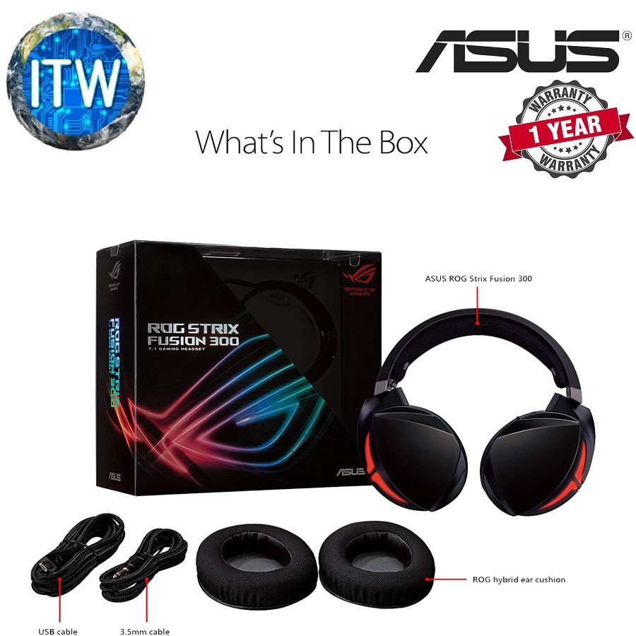 Asus Rog Strix Fusion 300 Virtual 7 1 Led Gaming Headset Shopee Philippines