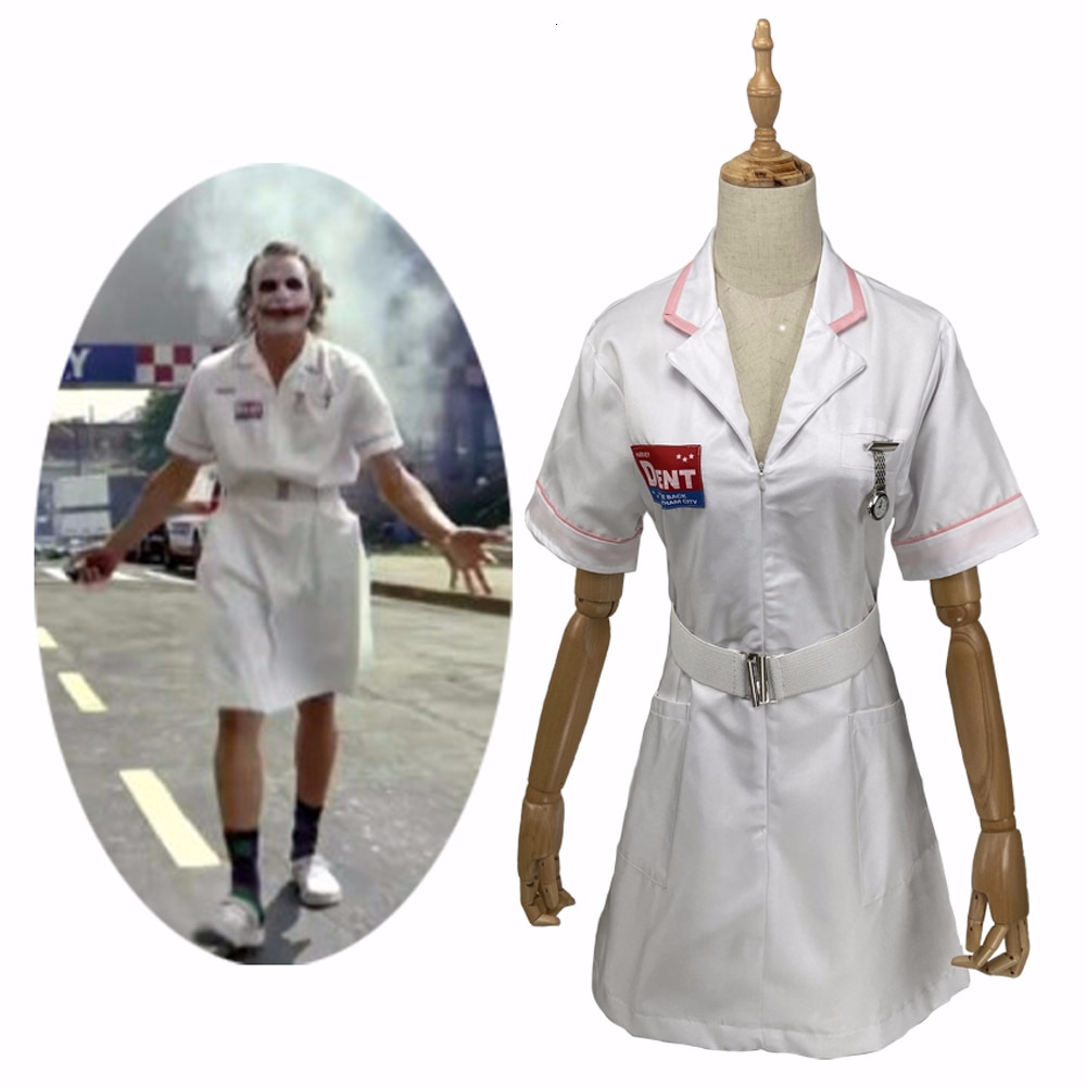 Batman Joker Nurse Cosplay Costume White Uniform Dress