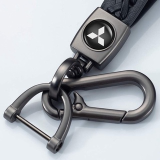 NEW Boutique Soft Sheepskin Fashion Leather Metal Car Logo Keychain Key Fob for Mitsubishi #5