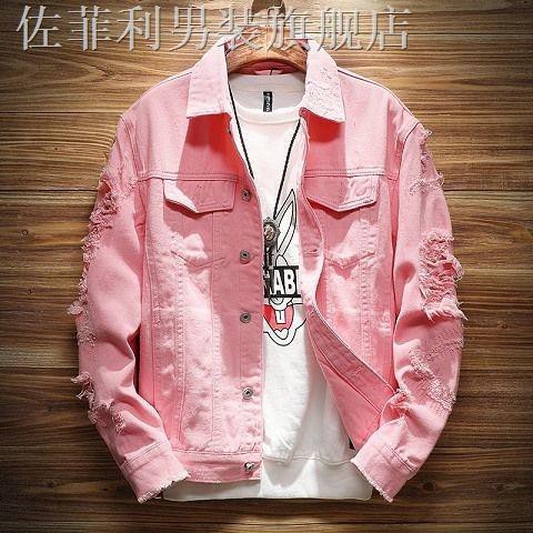denim jacket men pink