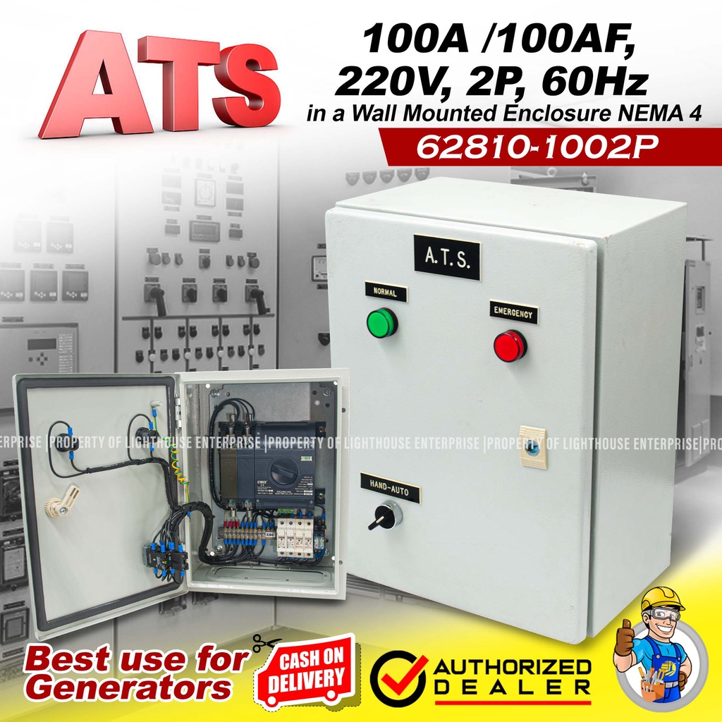 Ats Automatic Transfer Switch 100a 100af 2v 2p 60hz In A Wall Mounted Enclosure Nema 4 Shopee Philippines