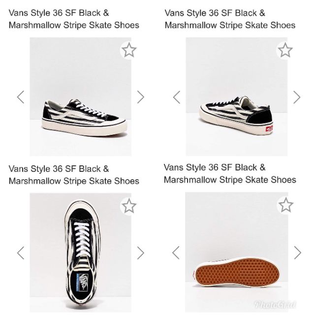 vans style 36 sf black & marshmallow stripe skate shoes