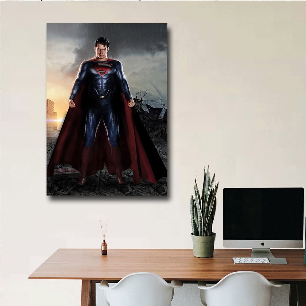 Dc Superhero Dc Superman 2 Wooden Frame Art Wall Silk Cloth Poster A3