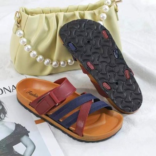 ST&SATKorean Sandals Flat Slippers Cross Strap Velcro (add 2 size bigger) #8