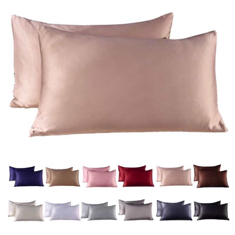 Silky Satin Pillow Case with Zipper Anti Acne Hypoallergenic Premium