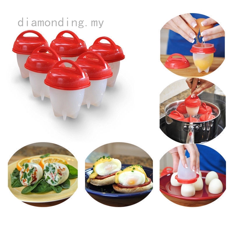 KSANA Egg Cooker updated version Egg Cooking Molds Hard Boiled Eggs without Shell BPA Free Non-Stick Silicone 6pack-as seen on tv 