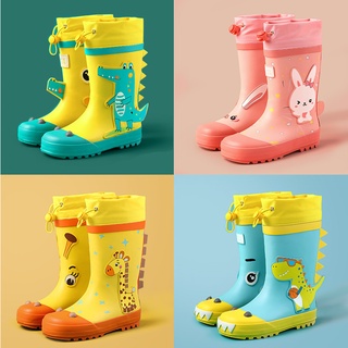 Baby rain boots ,kids rain shoe,cartoon rain,shoewear-resistant sole non-slip，draw string waterproof