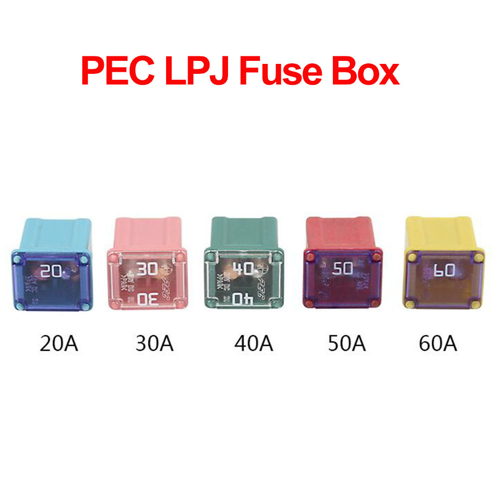 1Pc PEC Car Fuse Square Shaped Auto Fuse Tube 20A 30A 40A 50A 60A LPJ Waterproof Fuse Box for