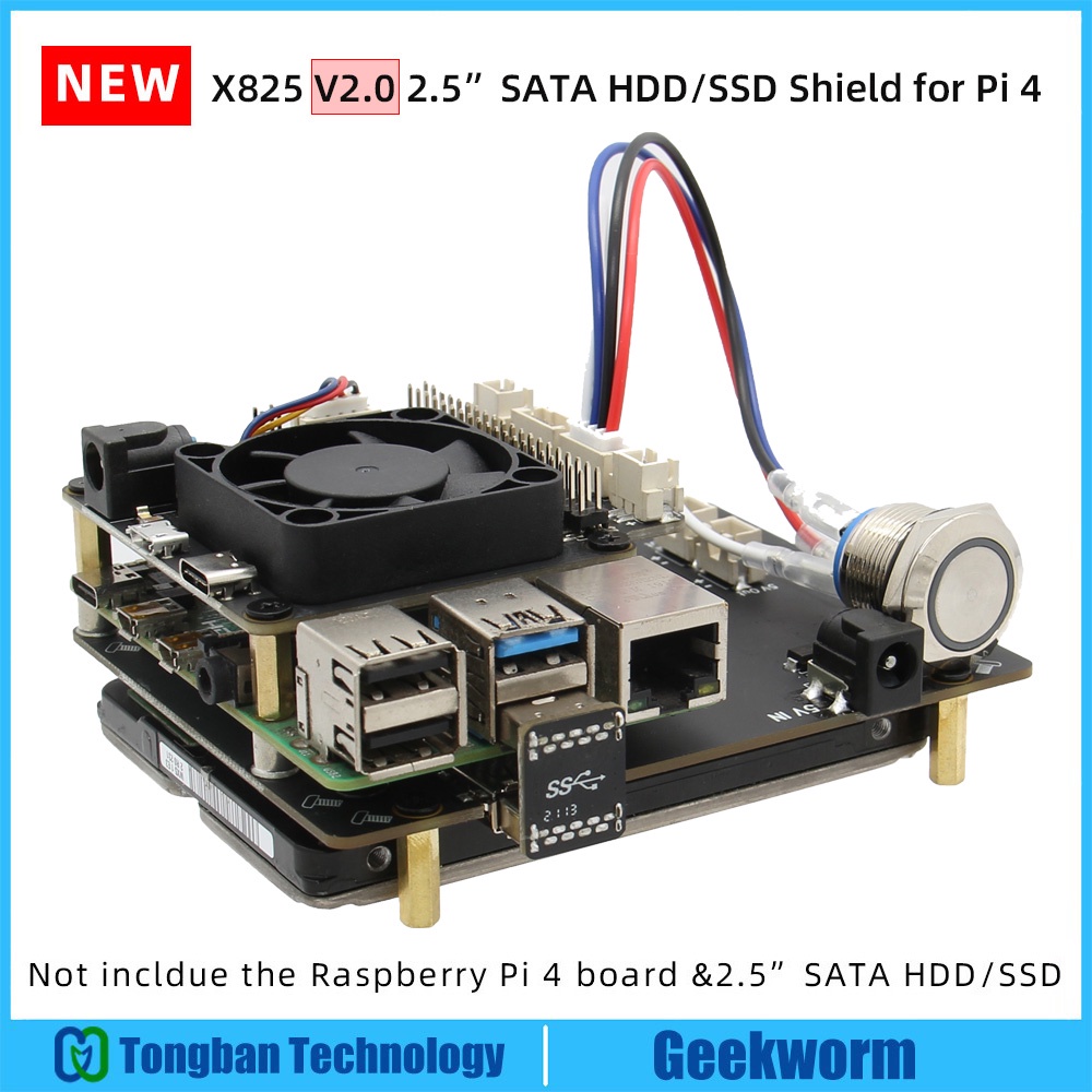 お買得】 Geekworm ラズベリーパイ Raspberry Pi 2.5 インチ SATA HDD SSD X825 V2.0  ストレージ拡張ボード ラズベリーパイ4モデルBのみ適用